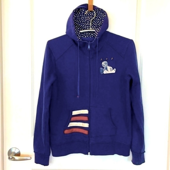 DISNEY | Women’s Navy Blue MICKEY MOUSE Full Zip Hooded Sweatshirt Size Medium - Picture 3 of 9